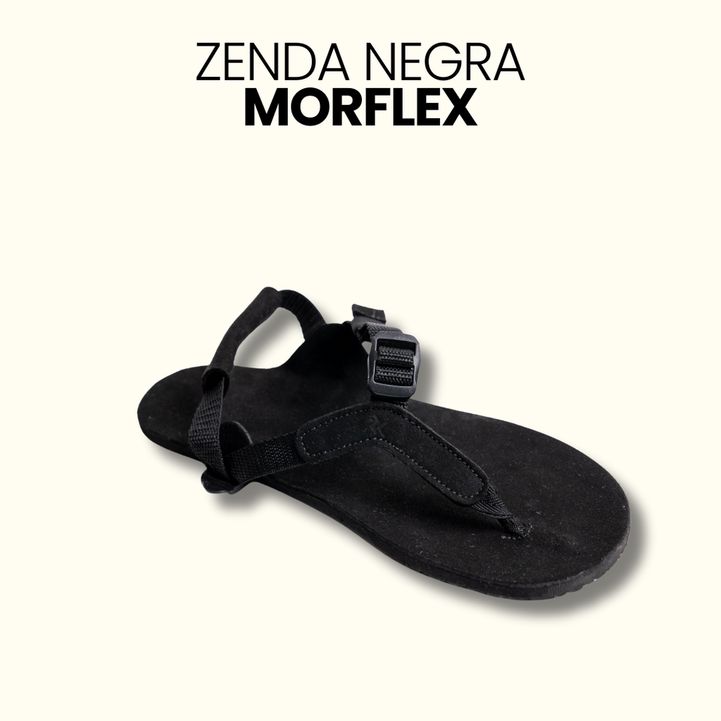 Sandalia Zenda - Suela Vibram Morflex (6.8mm) - Negra - Barefoot Urbana