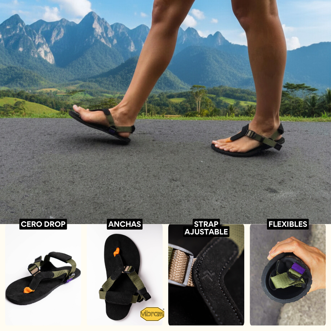 Sandalia Zenda - Suela Vibram Morflex (6.8mm) - Verde - Barefoot Urbana