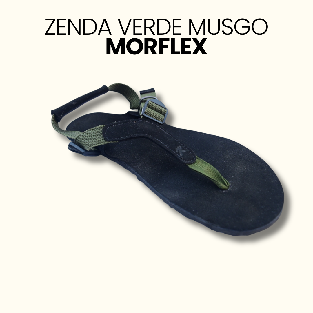 Sandalia Zenda - Suela Vibram Morflex (6.8mm) - Verde Musgo - Barefoot Urbana