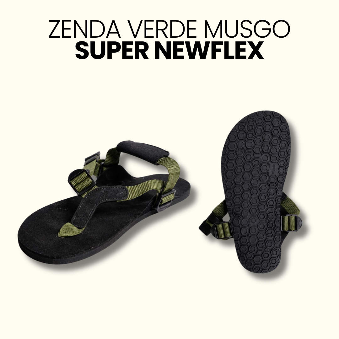 Sandalia Zenda - Suela Vibram SuperNewFlex (7.8 mm) - Verde Musgo - Barefoot Trail